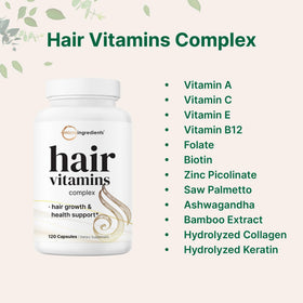 Boîte Micro Ingredients Complex de Vitamines pour Cheveux sur fond blanc
