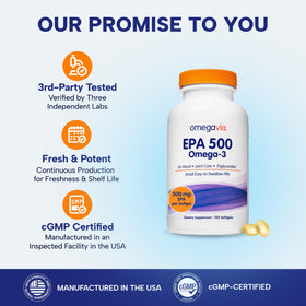 Boîte OmegaVia EPA 500 mg avec logo de la marque