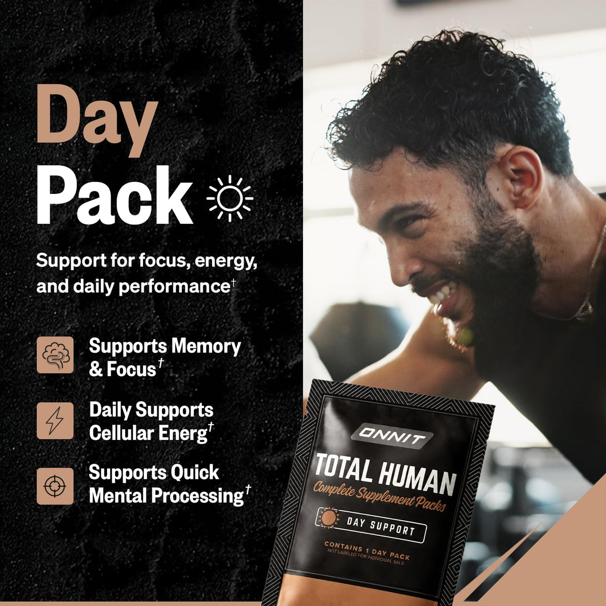 Boîte ONNIT Total Human ouverte avec sachets visibles