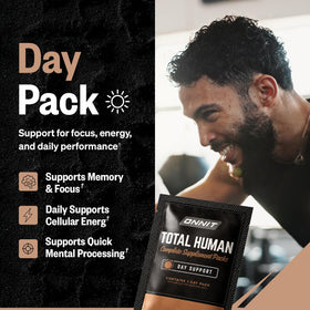 Boîte ONNIT Total Human ouverte avec sachets visibles
