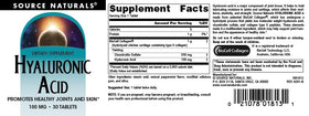 Boîte Source Naturals Acide Hyaluronique 30 comprimés