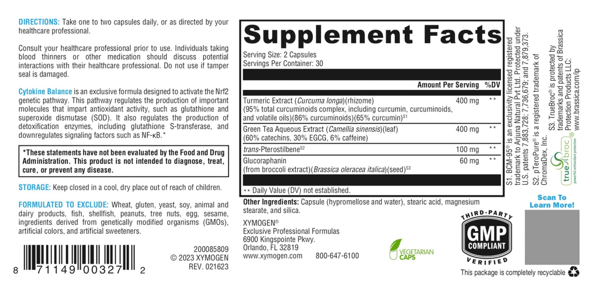 Boîte XYMOGEN Cytokine Balance avec capsules