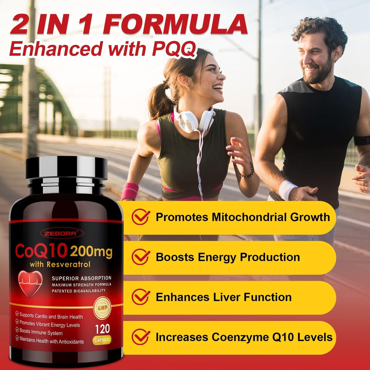 Boîte ZEBORA CoQ10 200mg sur une table en bois