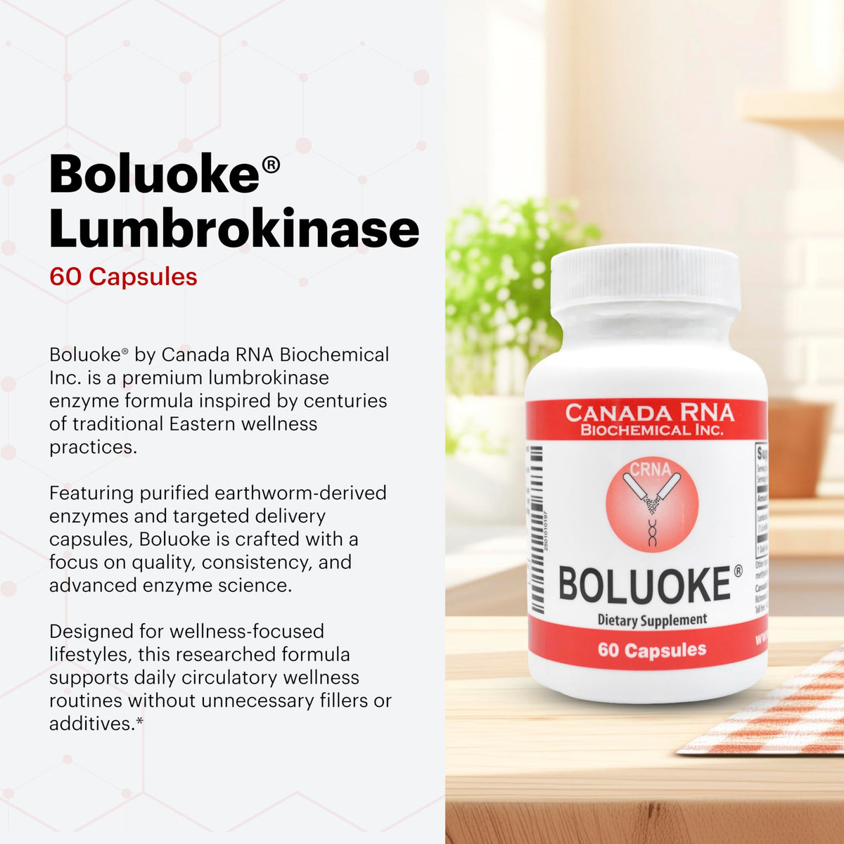 Boluoke Complément Alimentaire Enzymes Lumbrokinase - capsules à l'intérieur