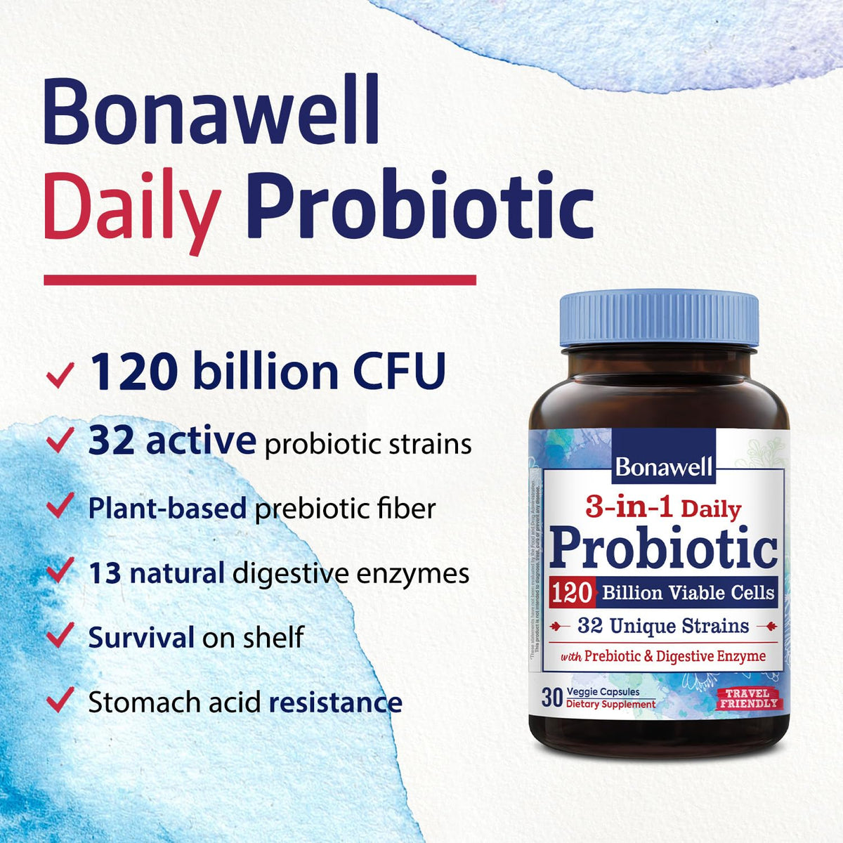 Bonawell Probiotiques gélules végétales sur fond blanc