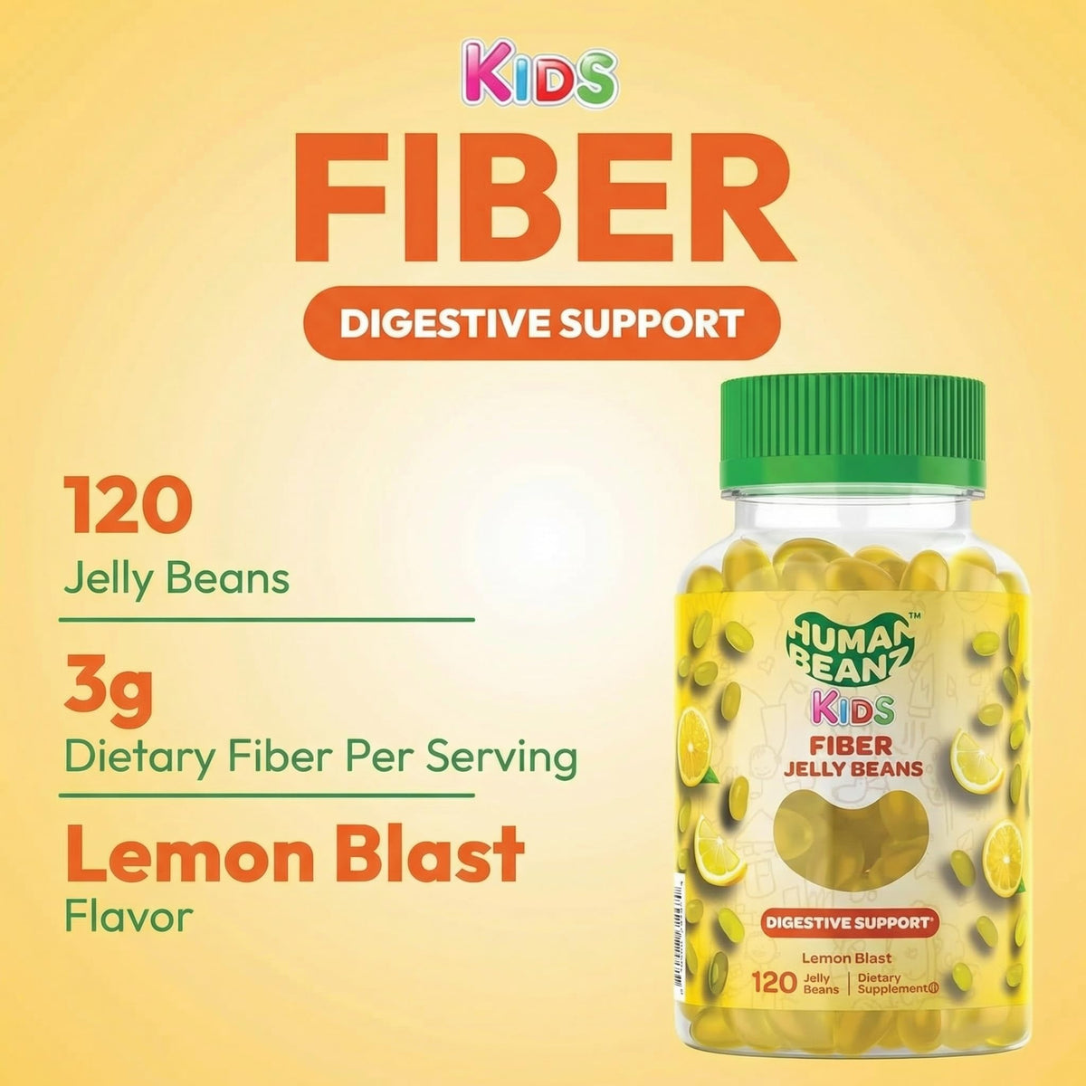 Bonbon gélifié à fibres Human Beanz au goût citron
