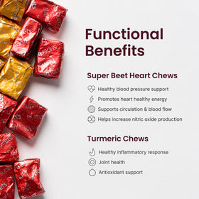 Bonbons à mâcher SuperBeets Heart Chews en saveur grenade