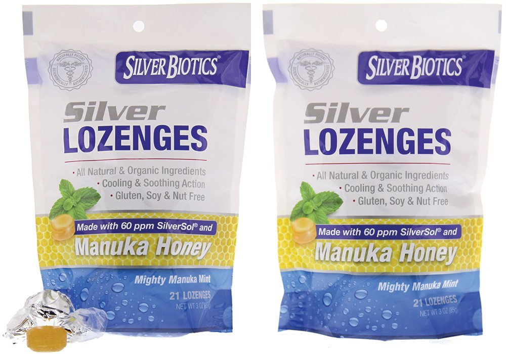 Bonbons Argent Biotiques American Biotech Labs avec Miel Manuka, emballage avant