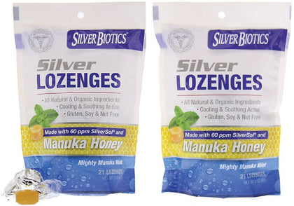 Bonbons Argent Biotiques American Biotech Labs avec Miel Manuka, emballage avant