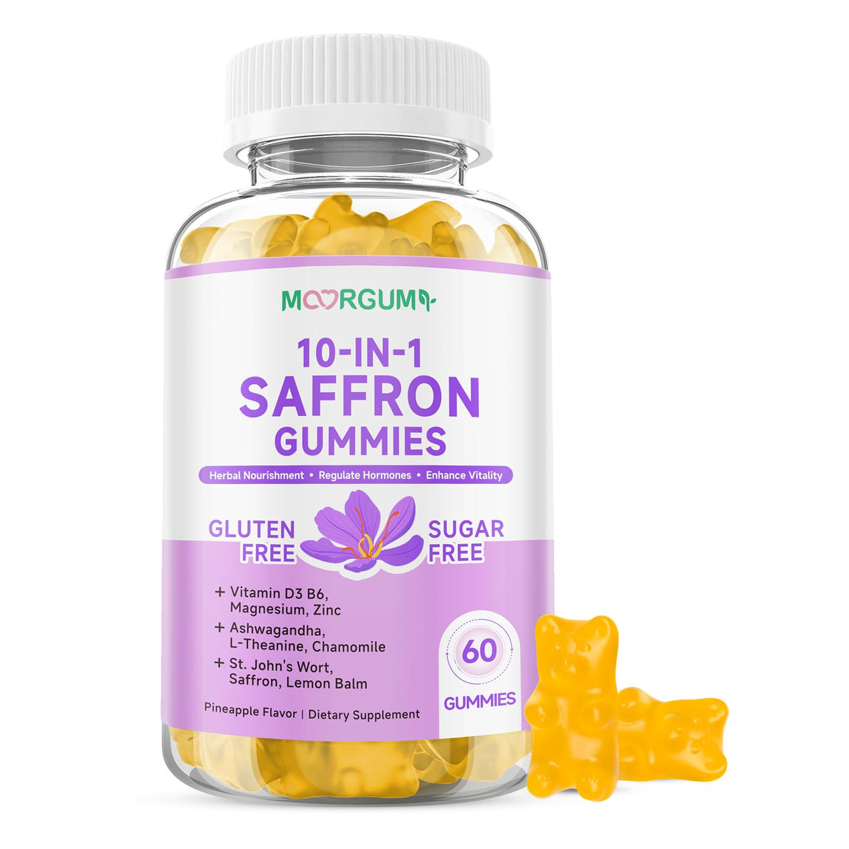 Bonbons au safran MOORGUMY 60 gummies dans un emballage coloré