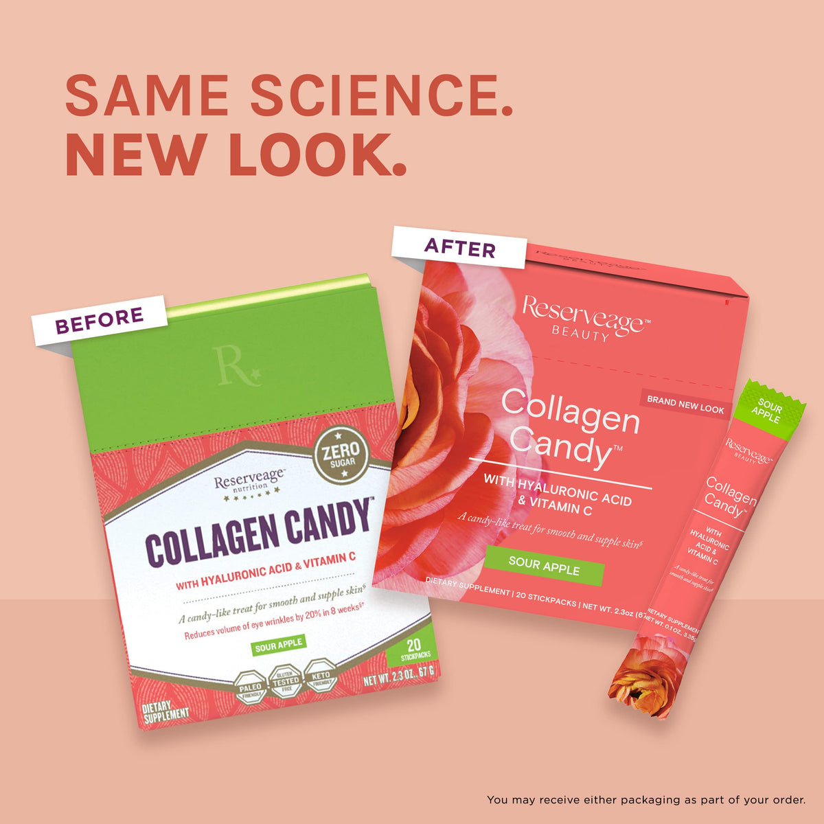 Bonbons Collagène Reserveage Nutrition, détails sur l'emballage