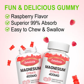Bonbons de Citrate de Magnésium Zetelixia avec des ingrédients sur une table