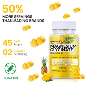 Bonbons de magnésium glycinate maxmedix avec fruits en arrière-plan