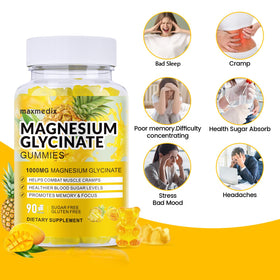 Bonbons de magnésium glycinate maxmedix sur fond blanc
