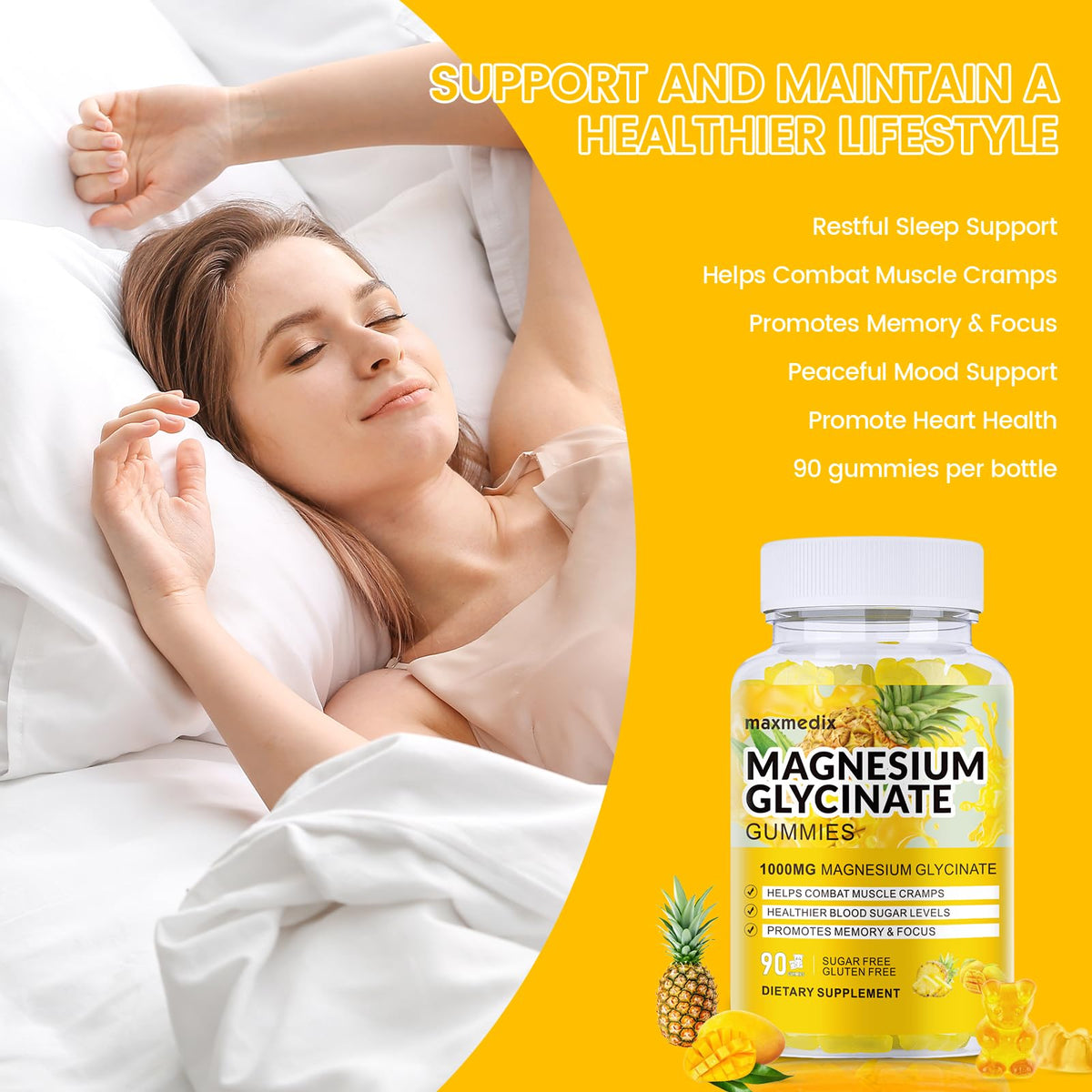 Bonbons de magnésium glycinate maxmedix sur une table
