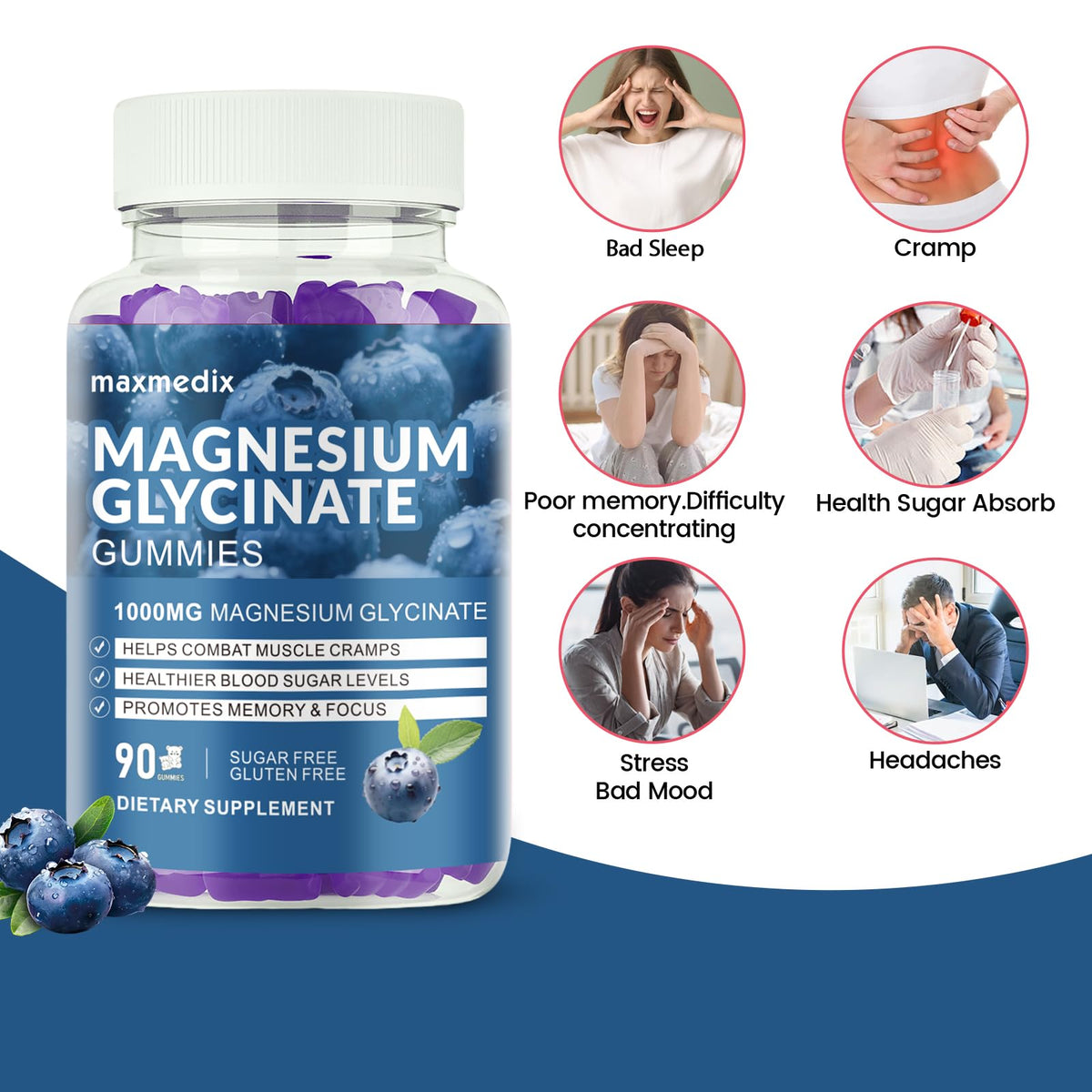 Bonbons de magnésium glycinate maxmedix, texture douce et goût framboise