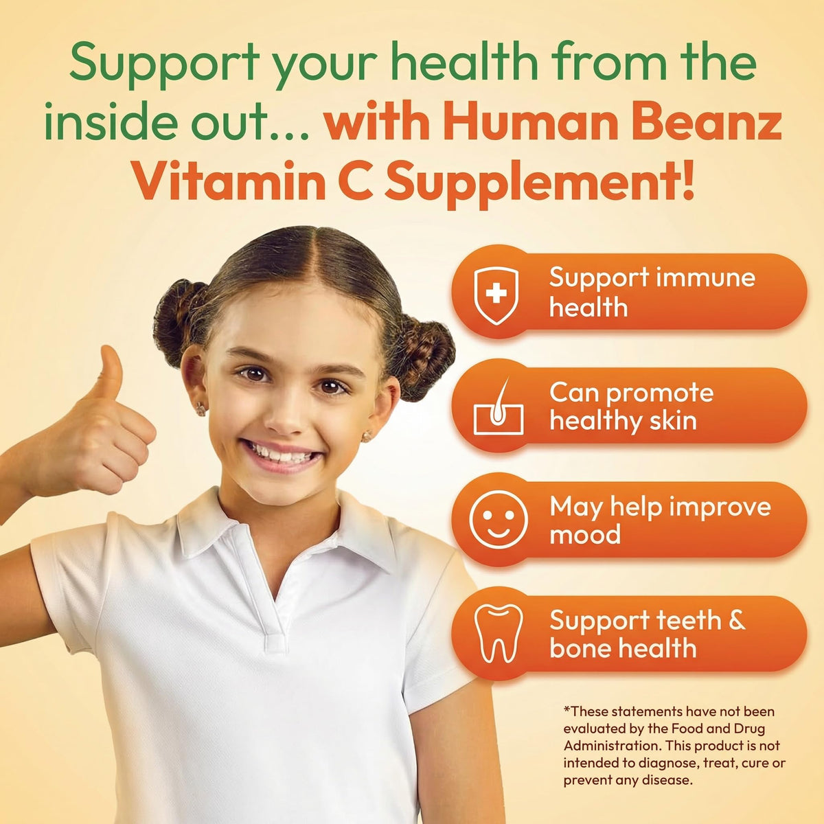 Bonbons gélifiés à la vitamine C Human Beanz, présentation sur une table