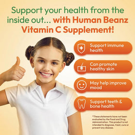 Bonbons gélifiés à la vitamine C Human Beanz, présentation sur une table