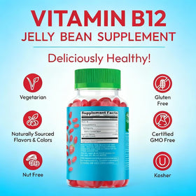 Bonbons gélifiés B12 Human Beanz avec fruits sur le fond