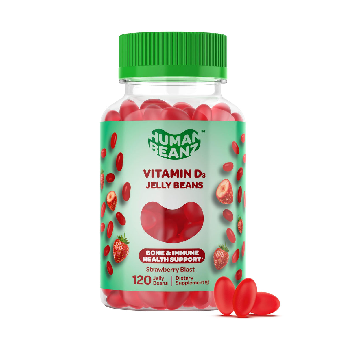 Bonbons gélifiés Human Beanz Vitamine D3 2000 IU, 120 pièces, vue avant