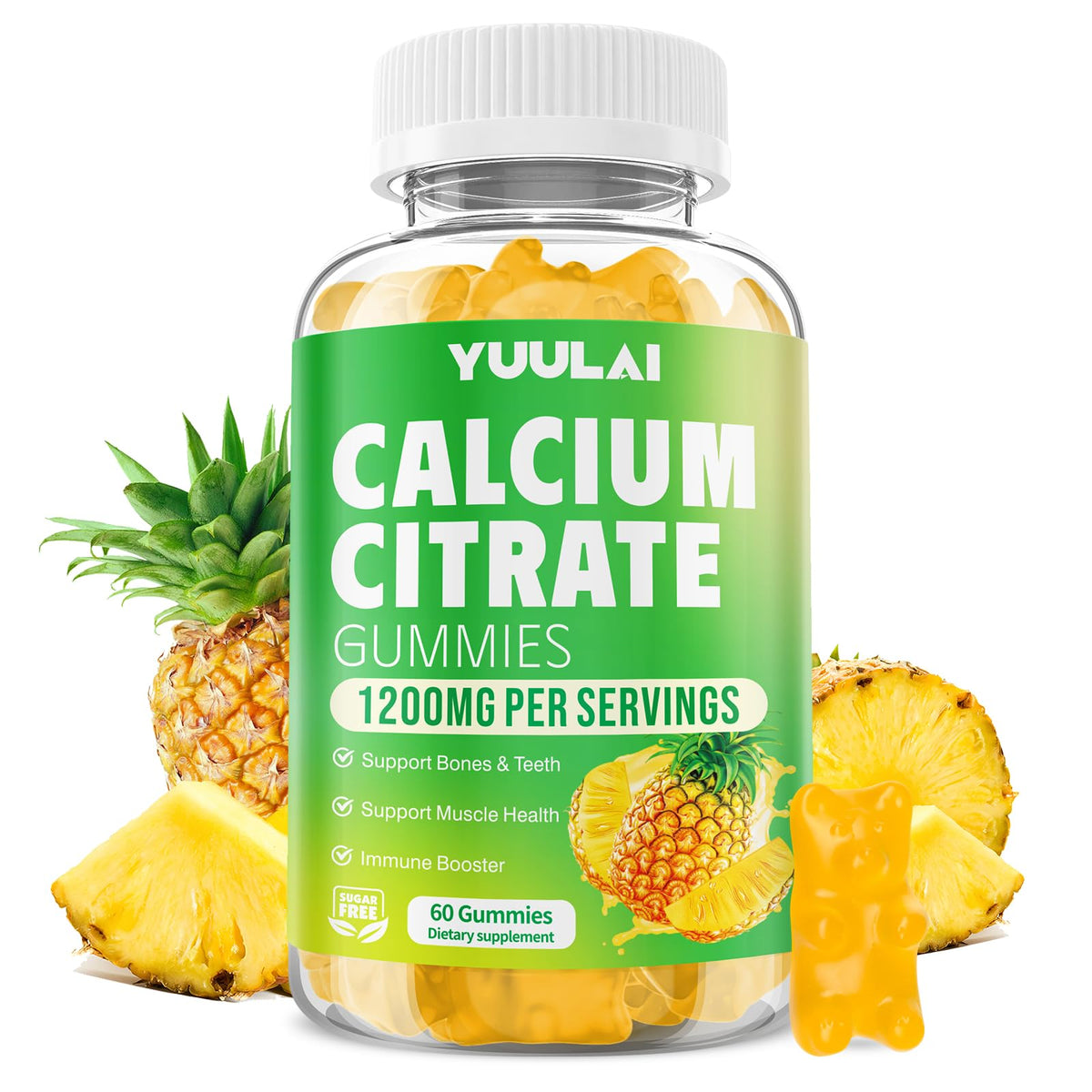 Bonbons gélifiés YUULAI au calcium citrate 1200mg vue de face