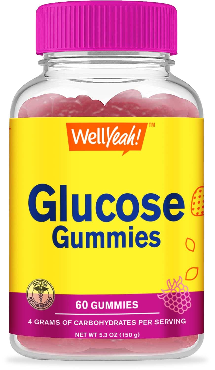 Bonbons Glucose WellYeah en pot de 60 gommes, vue de face