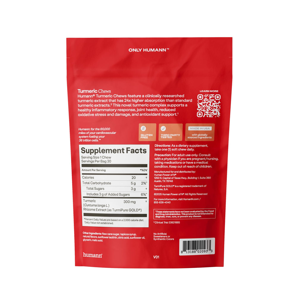 Bonbons HumanN Chews au curcuma avec fruits