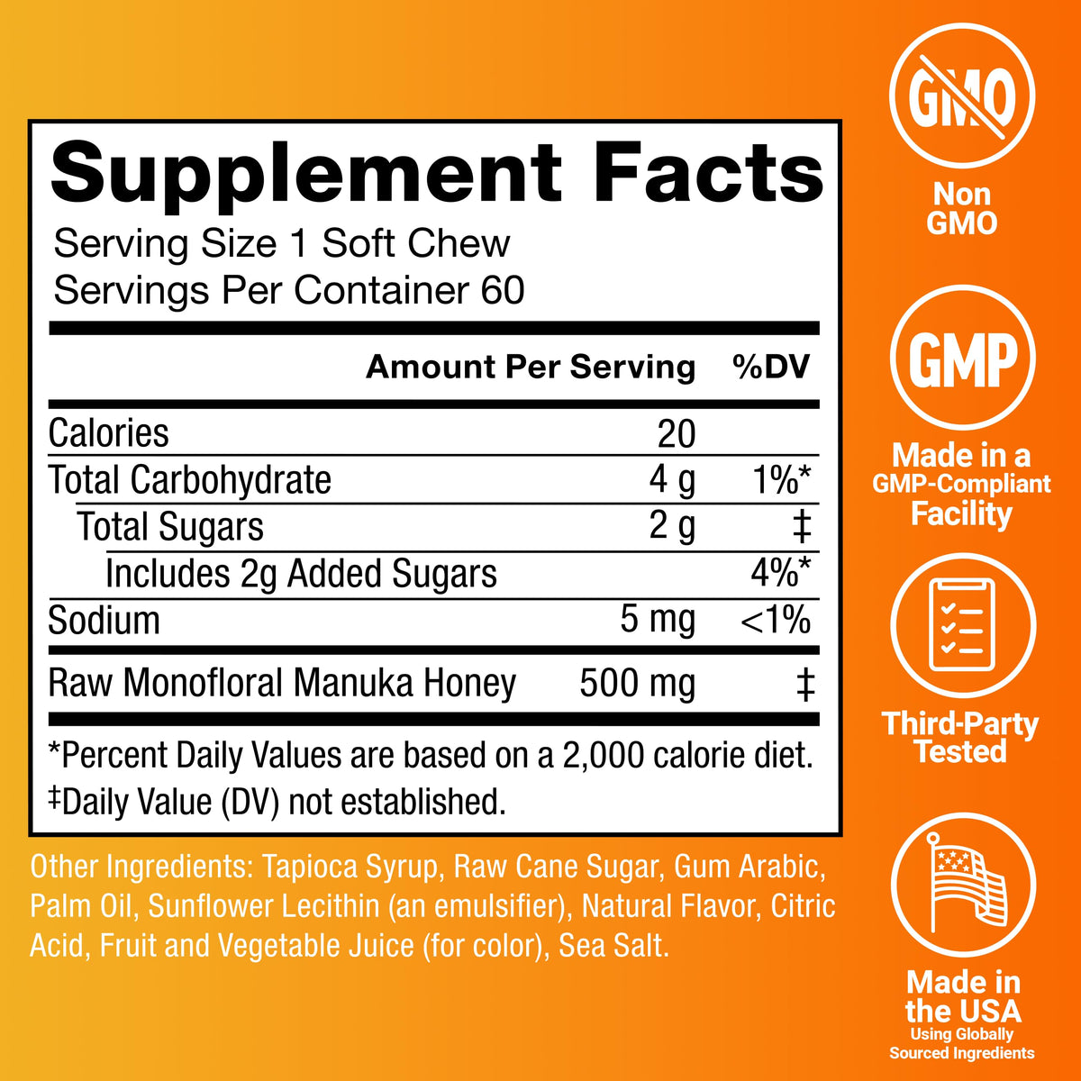 Bonbons Miel Manuka Royal Force Factor dans une main