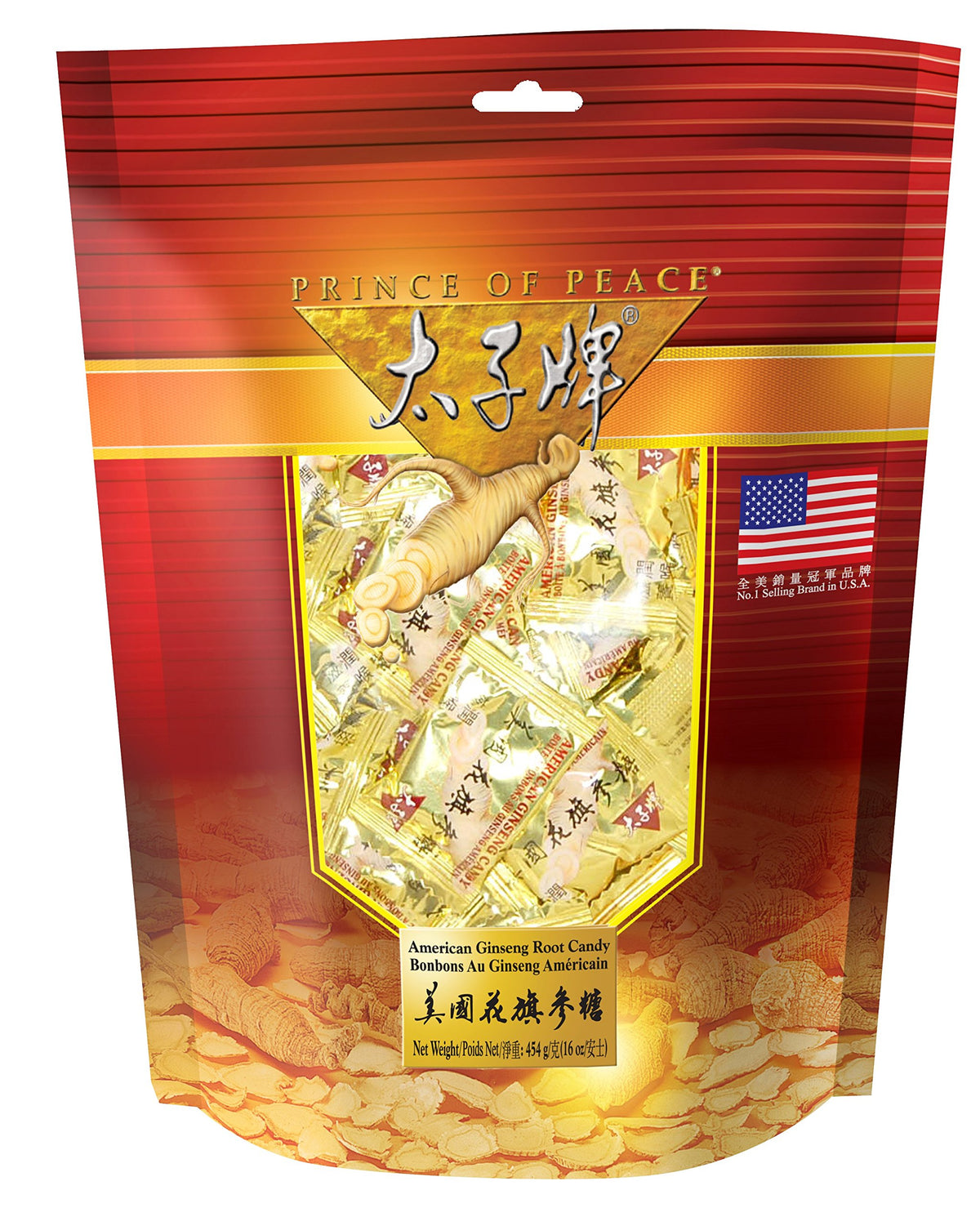 Bonbons Racine de Ginseng Américain Prince Of Peace 472g, paquet avant