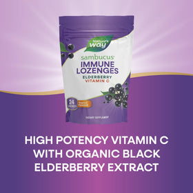 Bonbons Sambucus Nature's Way, arrière du paquet avec informations nutritionnelles