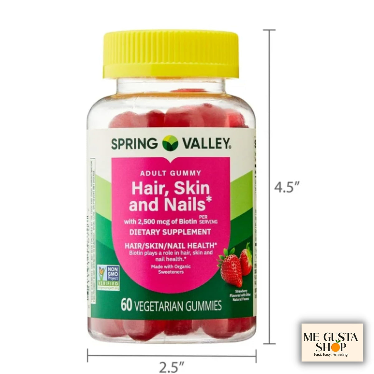 Bonbons Végétariens Biotine Fraise 2500 mcg, étiquette arrière