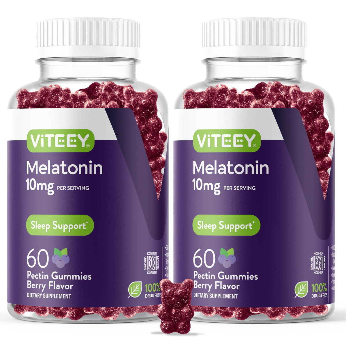 Bonbons Viteey Melatonine 10mg 120 gummies vue de face