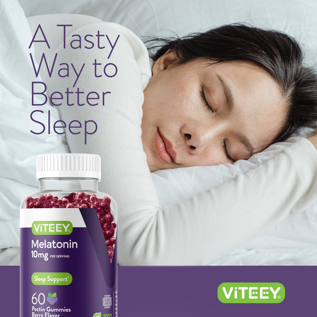 Bonbons Viteey Melatonine 10mg avec ingrédients naturels