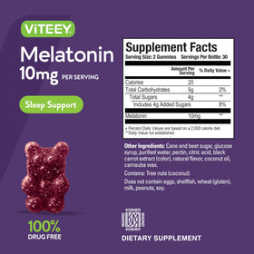 Bonbons Viteey Melatonine 10mg dans un bol