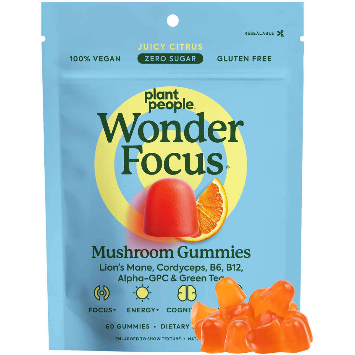 Bonbons WonderFocus de Plant People, paquet de 60 unités, vue de face