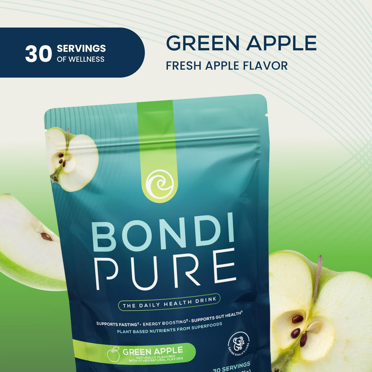 Bondi Pure Boisson Détox Pomme Verte, vue arrière de l'emballage