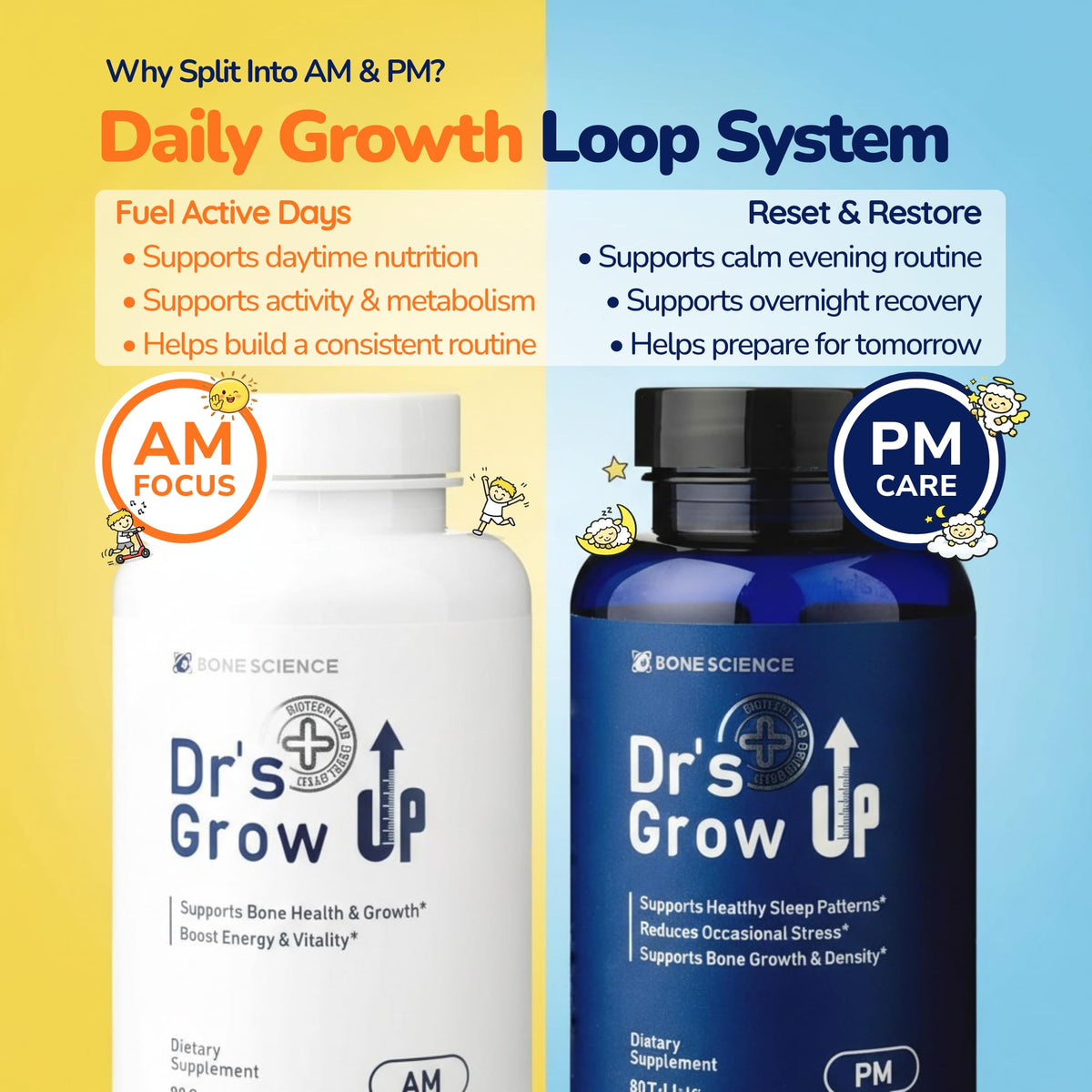 BONE SCIENCE Dr's Grow UP PM 90 tablets front view