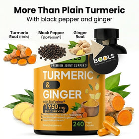 Bools Complément Alimentaire Curcuma Curcumin 1950mg - Capsules sur une table