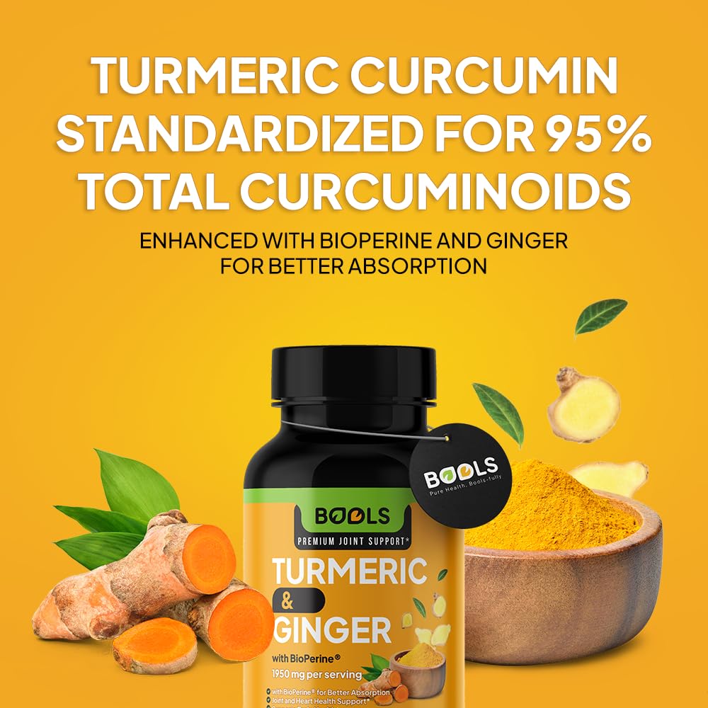 Bools Complément Alimentaire Curcuma Curcumin 1950mg - Flacon ouvert avec capsules