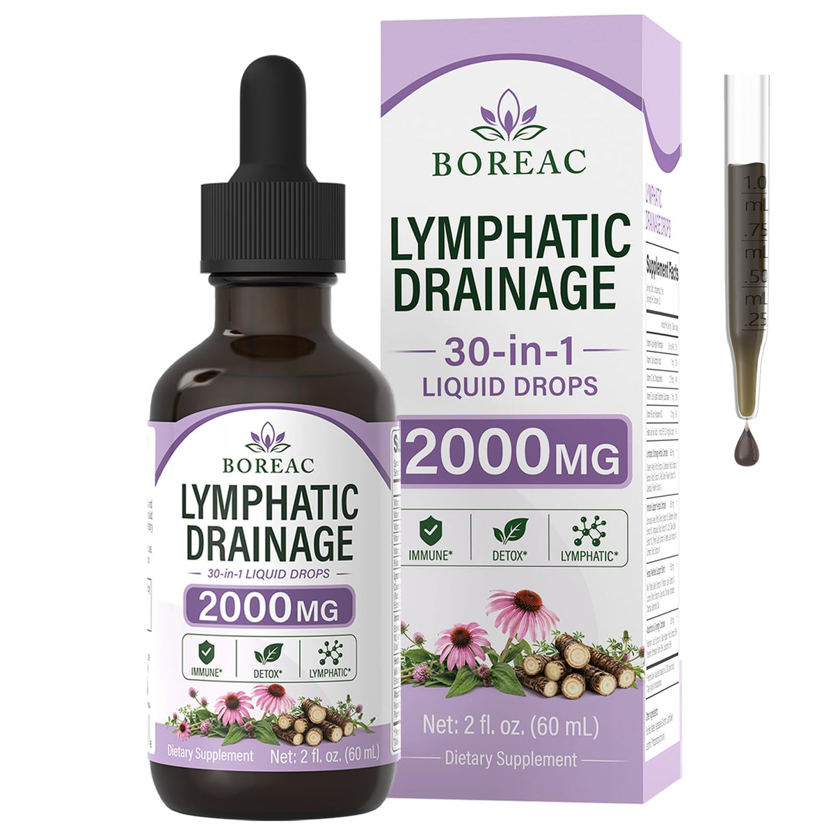Boreac Gouttes Drainage Lymphatique 30 en 1 flacon avant