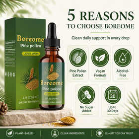 Boreome Tincture de Pollen de Pin 60 ml en usage avec verre