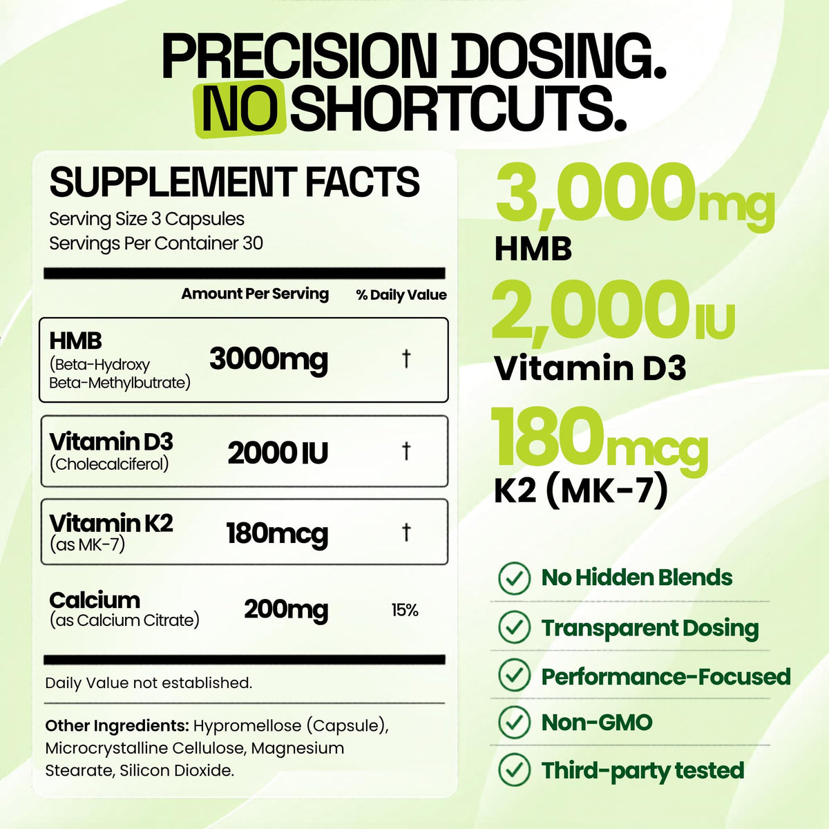 BOSCENT HMB 3000mg capsules sur une table