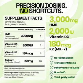 BOSCENT HMB 3000mg capsules sur une table