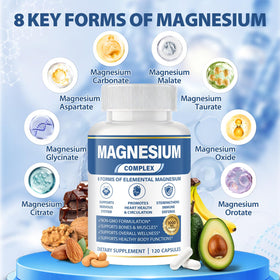 BOSNETHUINH Complément Alimentaire Magnésium 1000mg 8-en-1 capsules végétaliennes