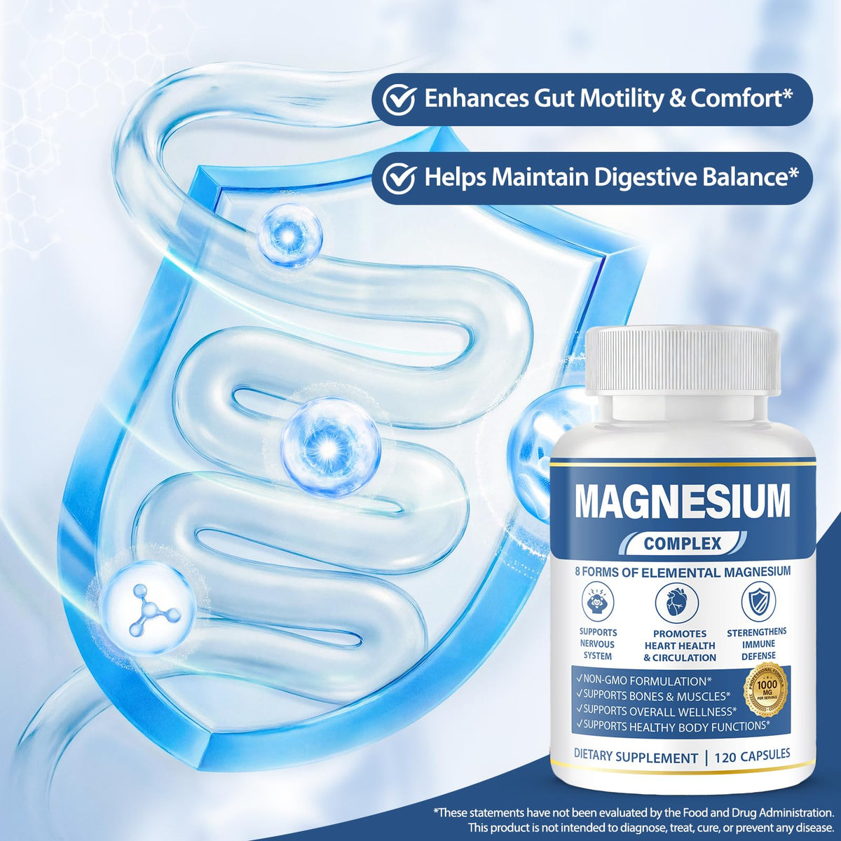 BOSNETHUINH Complément Alimentaire Magnésium 1000mg 8-en-1 étiquette détaillée