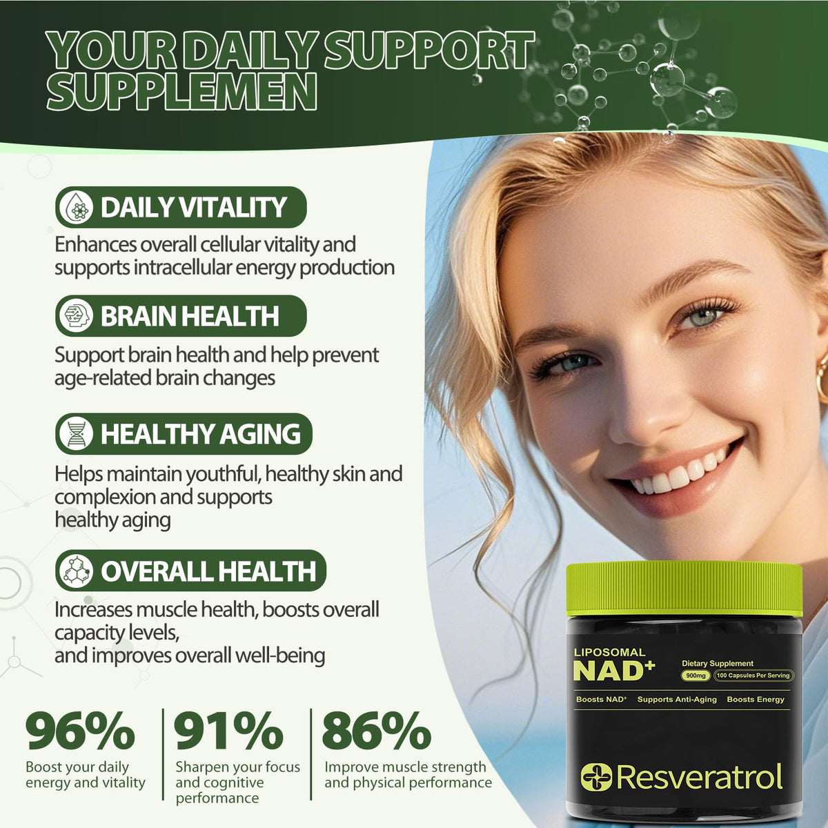 BOSNETHUINH Complément NAD+ 100 Capsules vue de côté