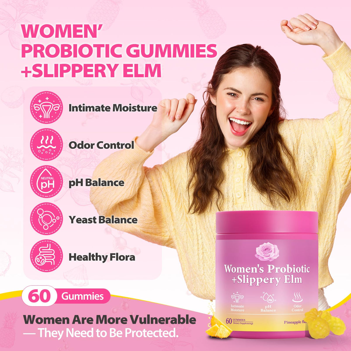 BOSNETHUINH gummies probiotiques féminins vue de côté
