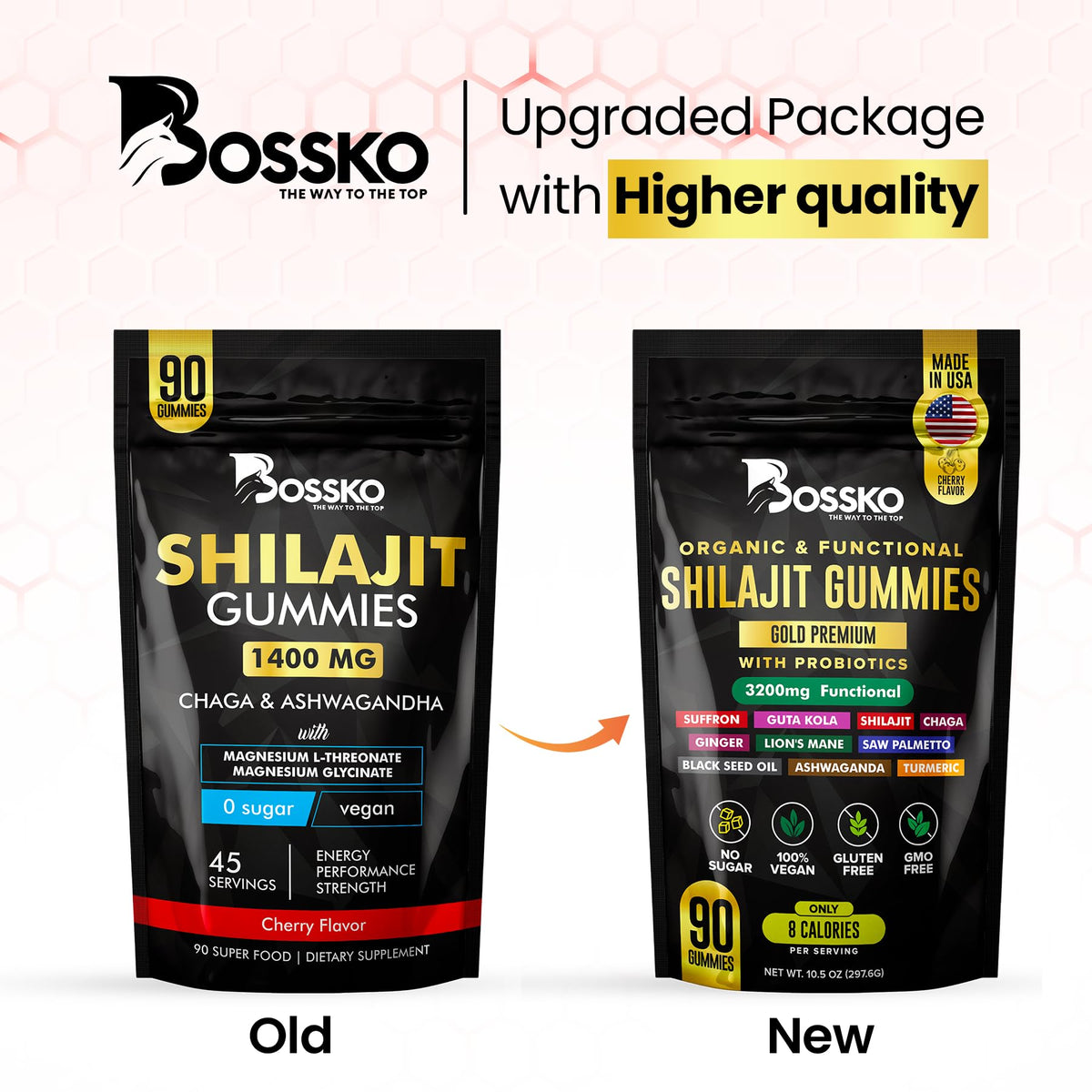 BOSSKO Gummies Shilajit Bio 3200 mg avec ingrédients