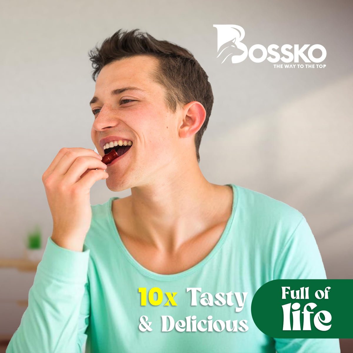 BOSSKO Gummies Shilajit Bio 3200 mg sur une table