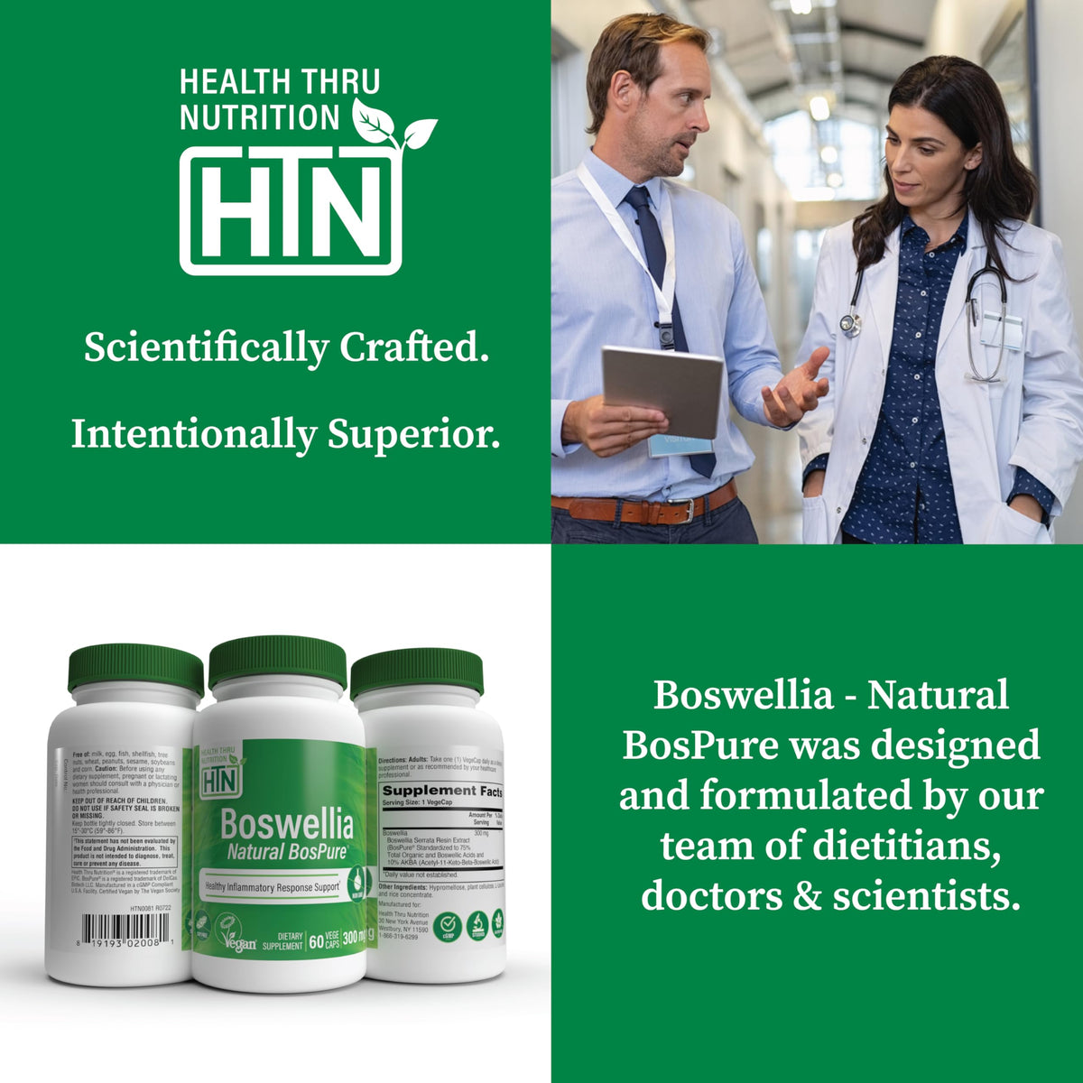 Boswellia 300mg Health Thru Nutrition sur une surface en bois